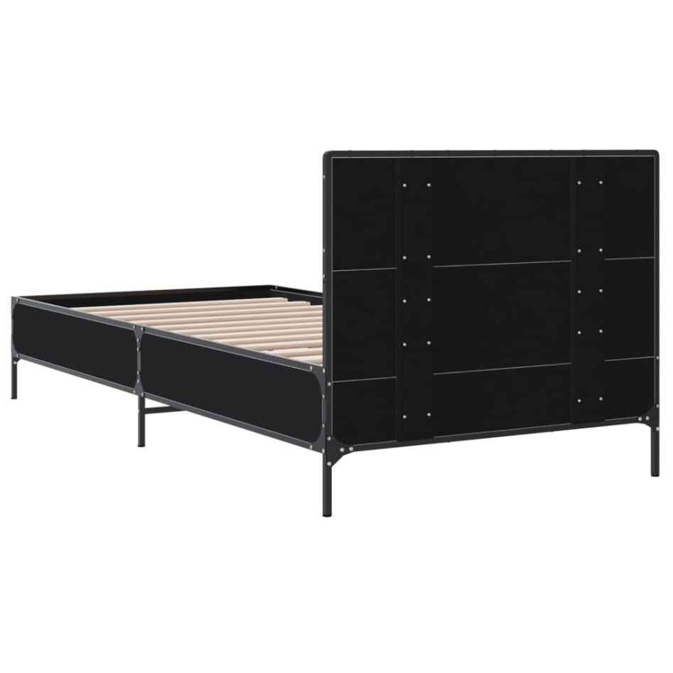 Estructura de cama madera ingeniería y metal negro 100x200