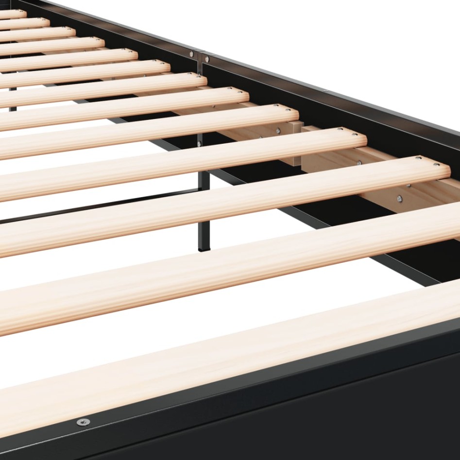 Estructura de cama madera ingeniería y metal negro 100x200