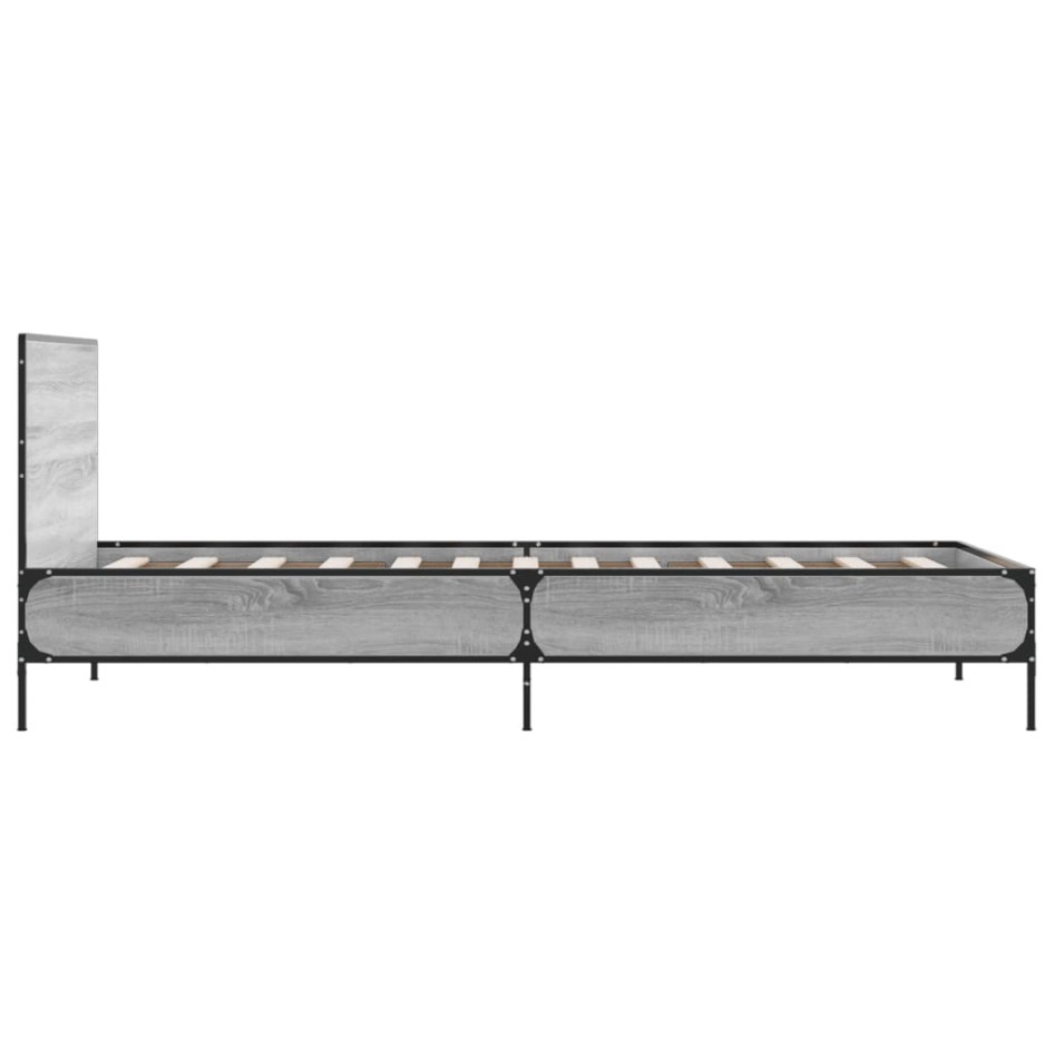 Estructura cama madera ingeniería metal gris Sonoma 75x190
