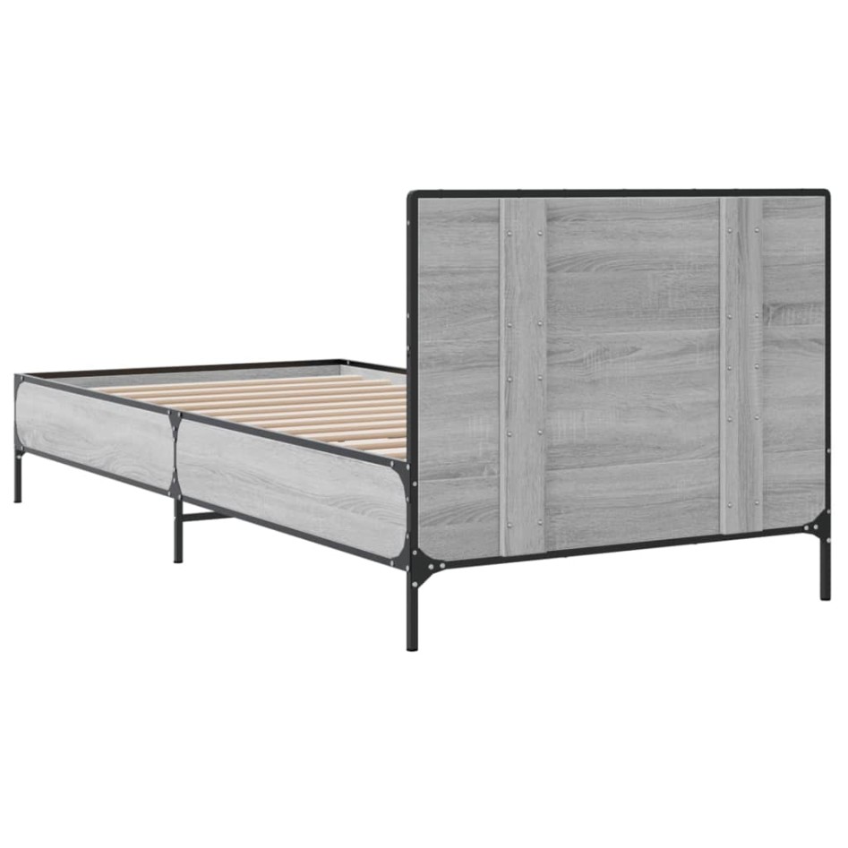 Estructura cama madera ingeniería metal gris Sonoma 75x190