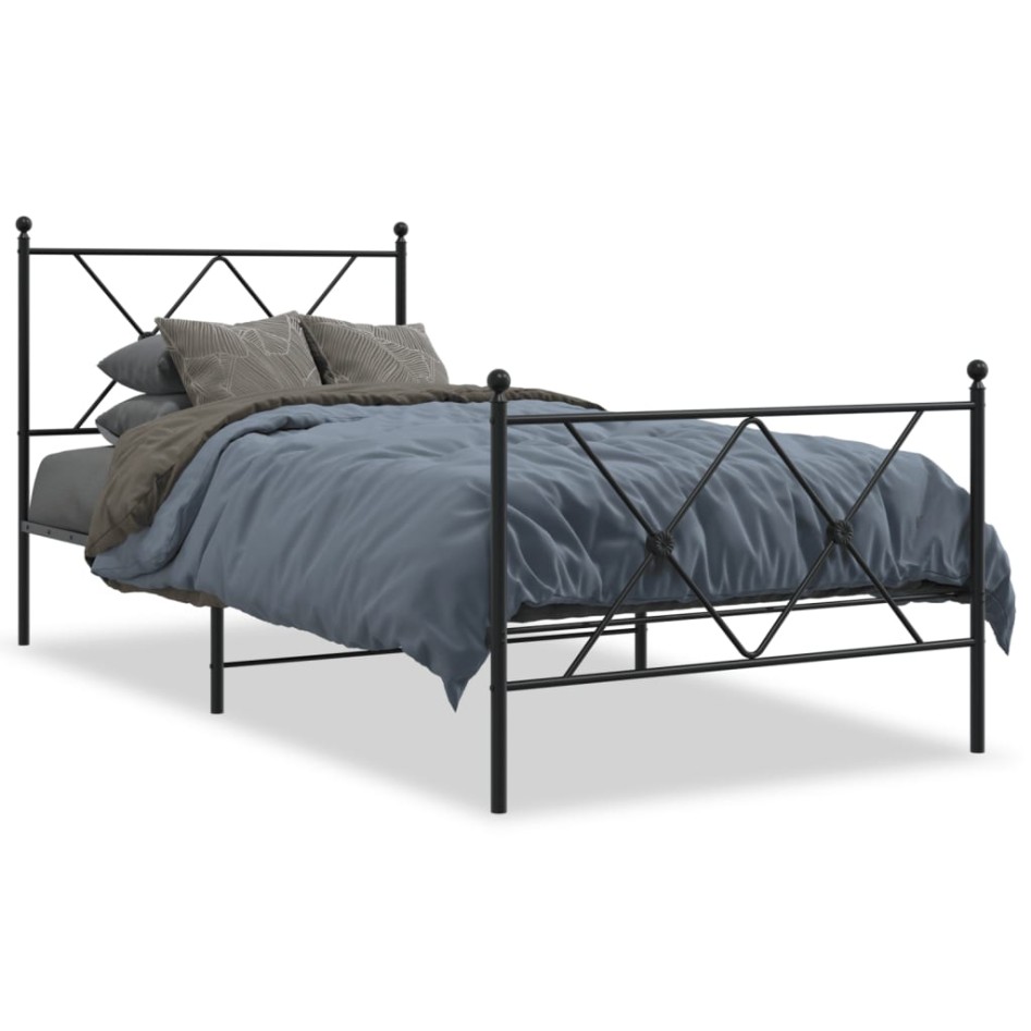 Estructura cama sin colchón con estribo metal negro 90x200