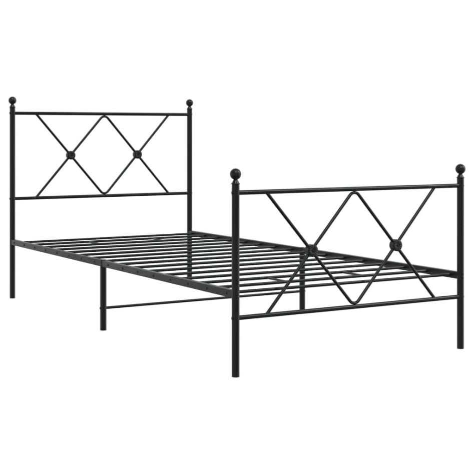 Estructura cama sin colchón con estribo metal negro 90x200