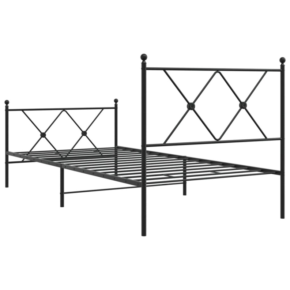 Estructura cama sin colchón con estribo metal negro 90x200