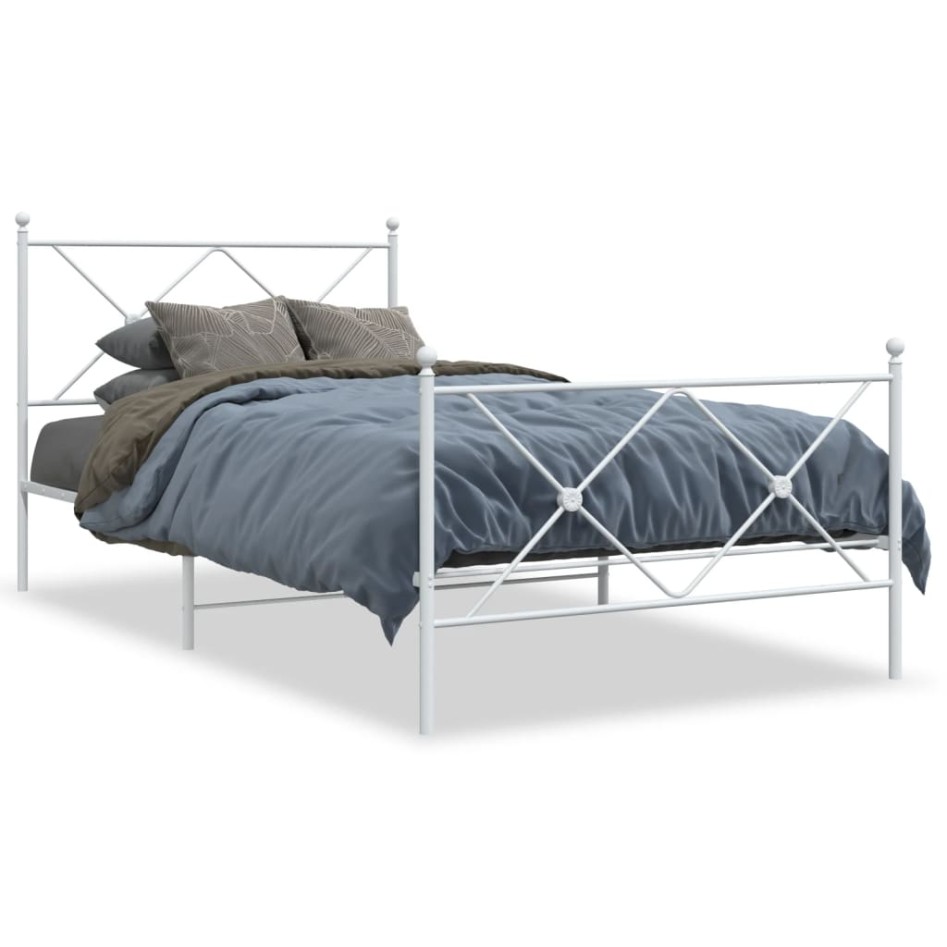 Estructura cama sin colchón con estribo metal blanco 100x200