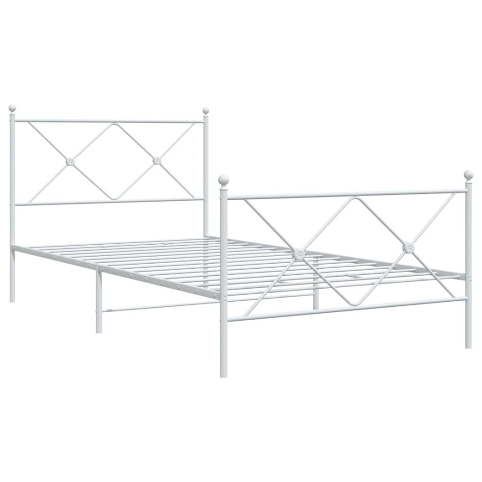 Estructura cama sin colchón con estribo metal blanco 100x200