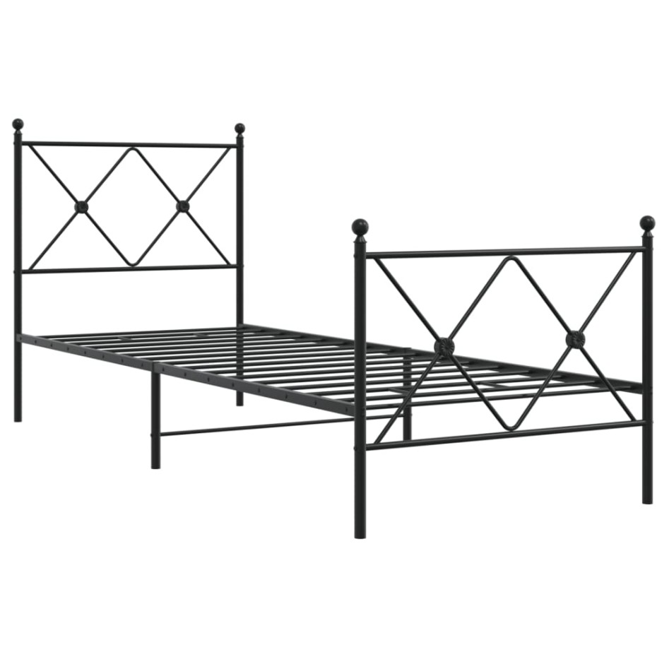 Estructura cama sin colchón con estribo metal negro 80x200