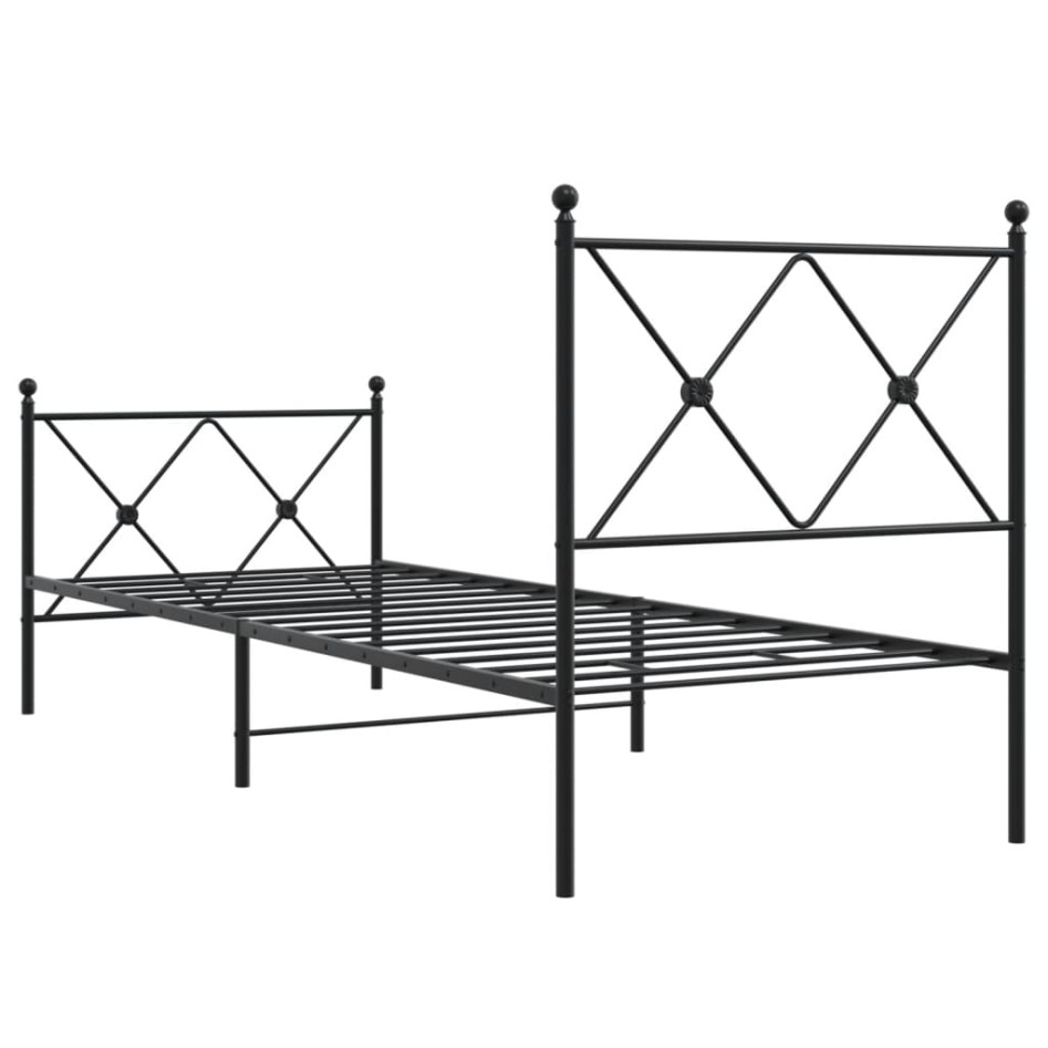 Estructura cama sin colchón con estribo metal negro 80x200