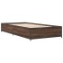 Estructura cama madera ingeniería metal roble marrón 90x200