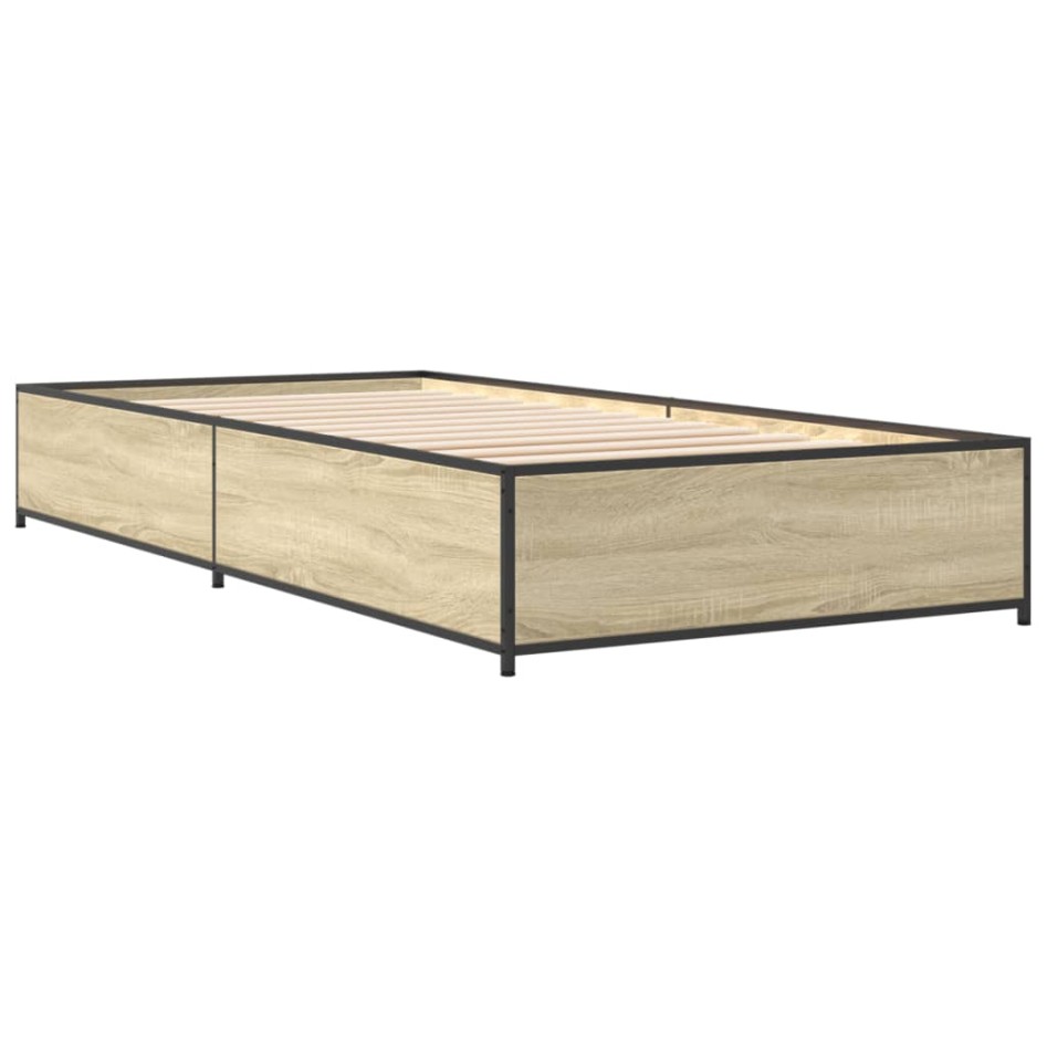 Estructura cama madera ingeniería metal roble Sonoma 75x190