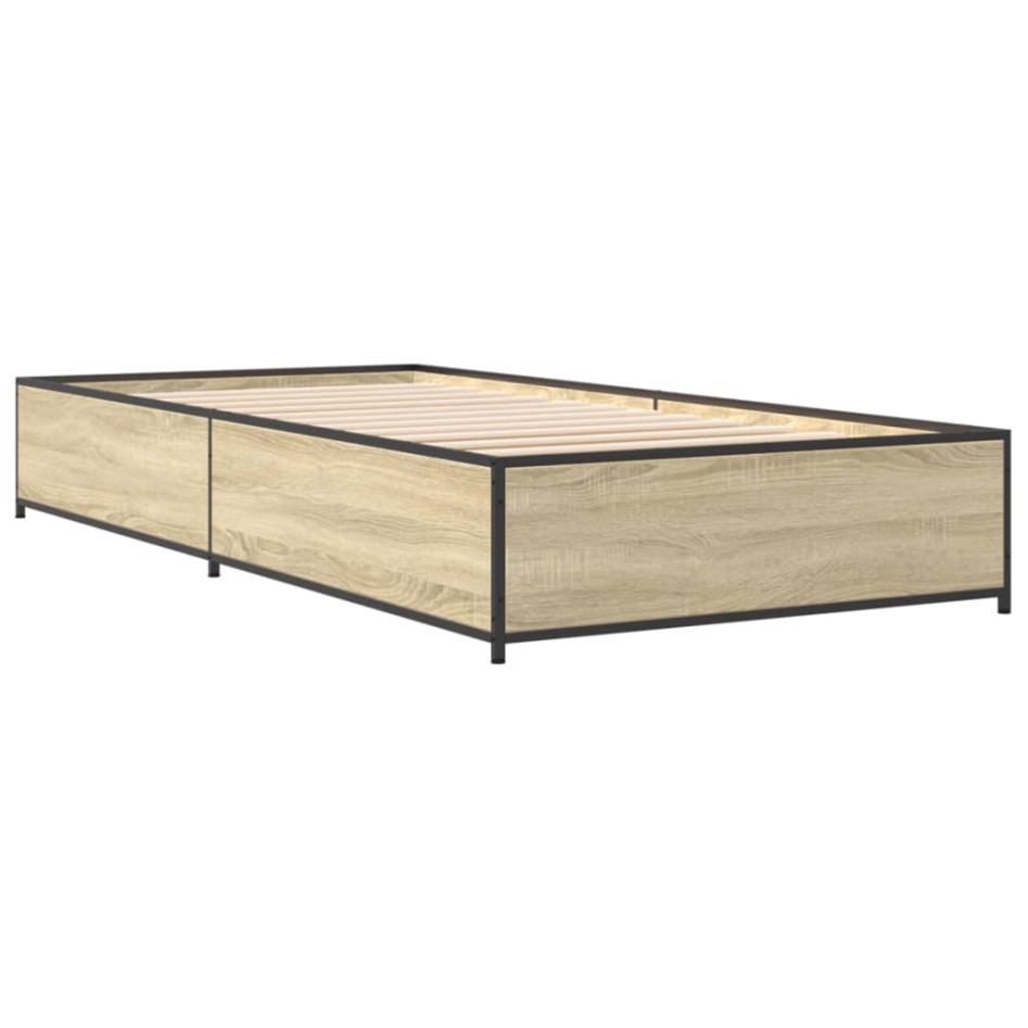 Estructura cama madera ingeniería metal roble Sonoma 75x190