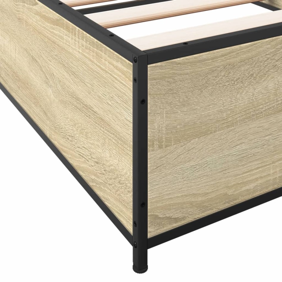 Estructura cama madera ingeniería metal roble Sonoma 75x190