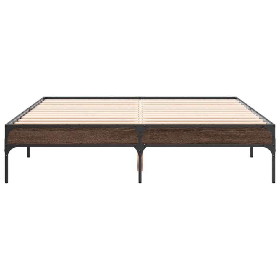 Estructura cama madera ingeniería metal marrón roble 120x200