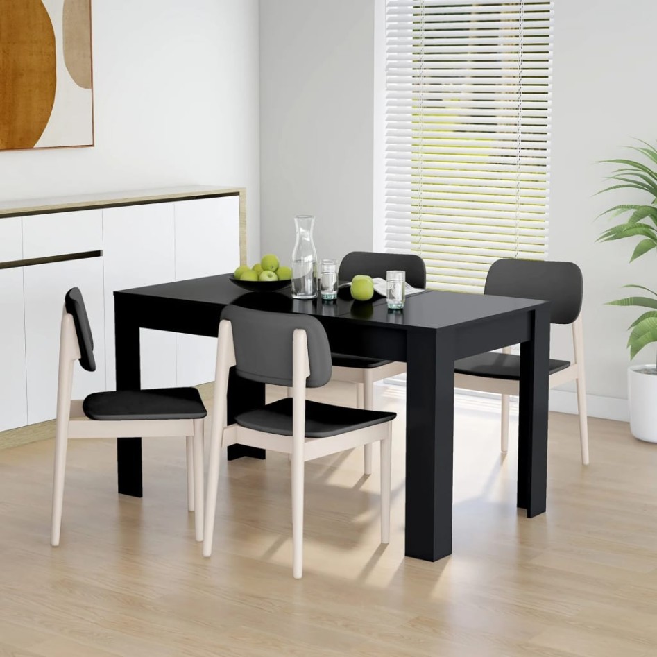 Mesa de comedor de madera contrachapada negro 140x74,5x76