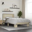 Estructura cama madera ingeniería metal roble Sonoma 75x190 cm
