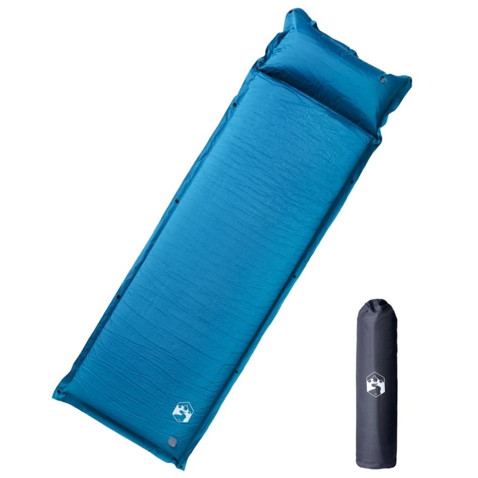 Colchón de camping autoinflable con almohada 1 persona