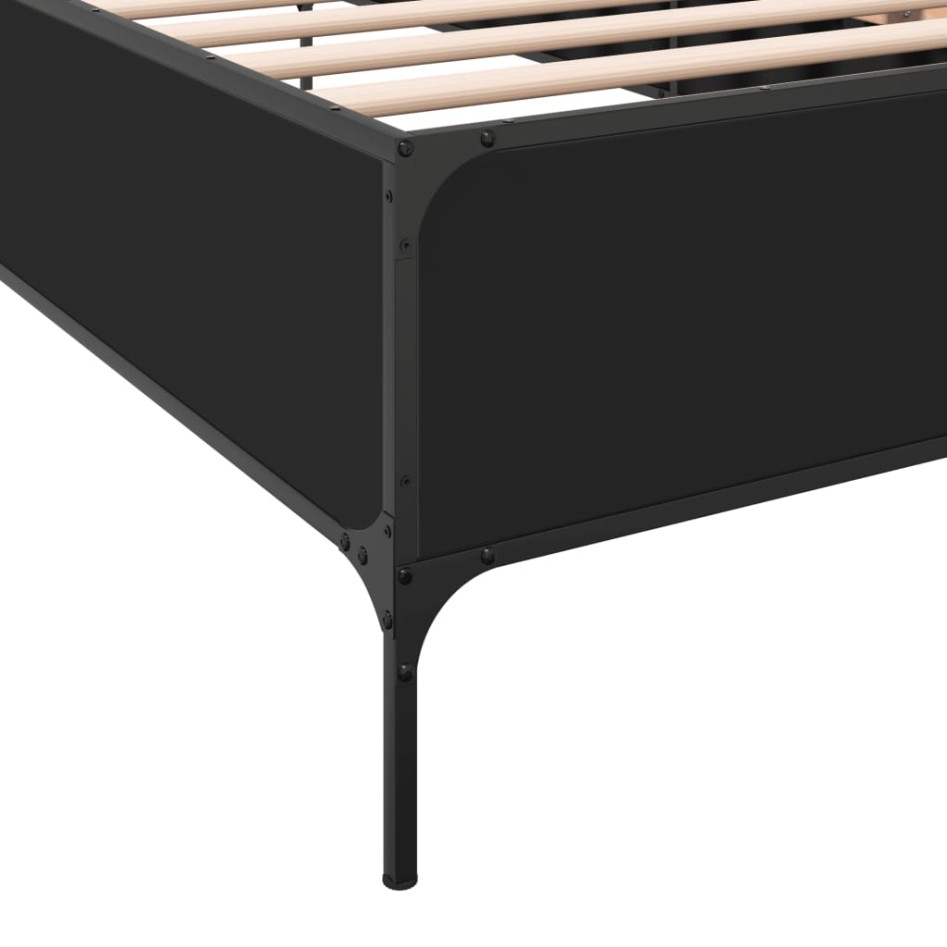 Estructura de cama madera de ingeniería y metal negra 75x190