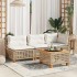Mesa de jardín ratán sintético madera acacia beige 55x55x36