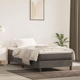Estructura de cama sin colchón terciopelo gris oscuro 90x200