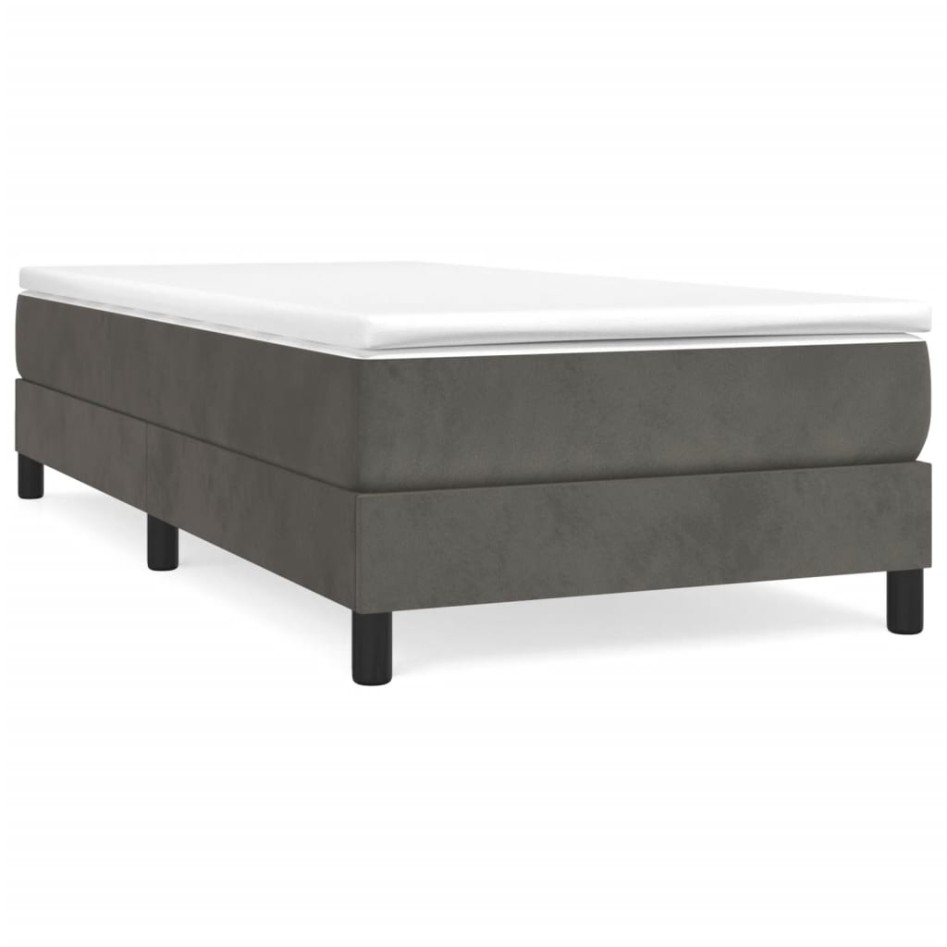 Estructura de cama sin colchón terciopelo gris oscuro 90x200