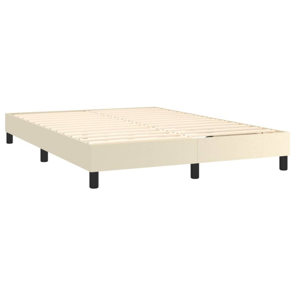 Estructura de cama sin colchón cuero sintético crema 140x200