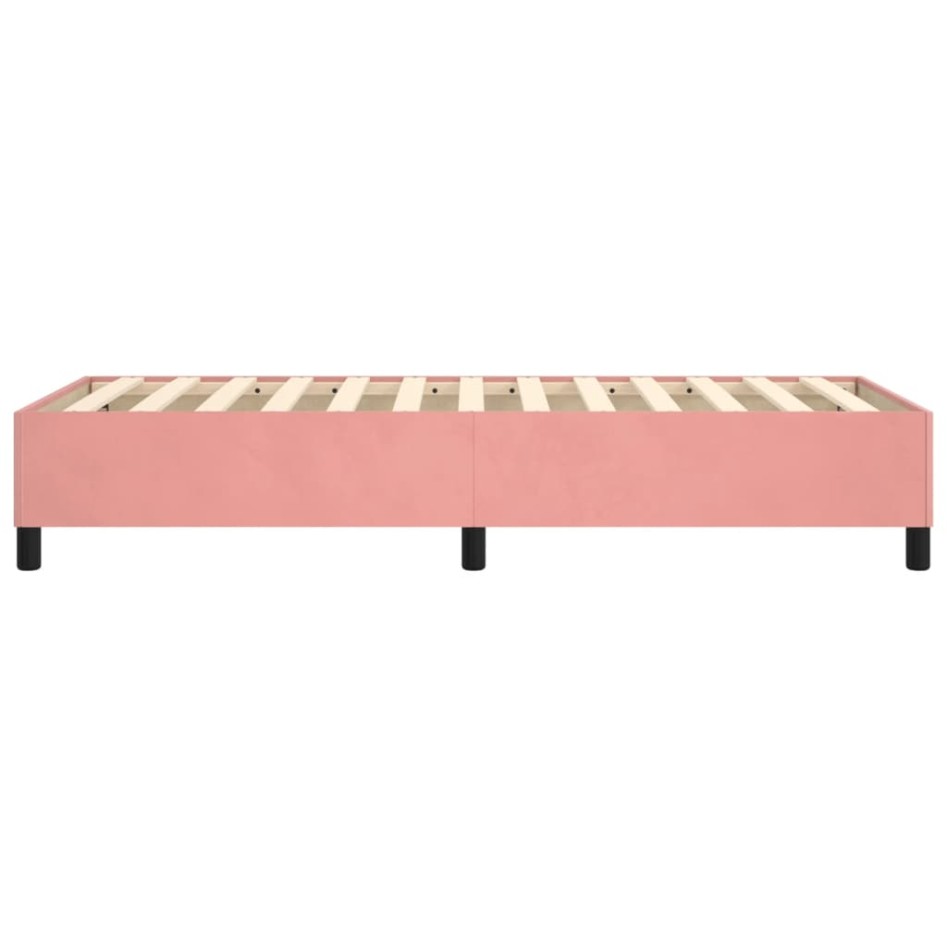 Estructura de cama sin colchón terciopelo rosa 80x200