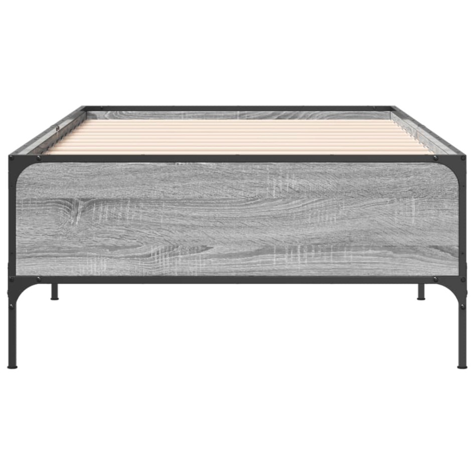 Estructura cama madera ingeniería metal gris Sonoma 100x200