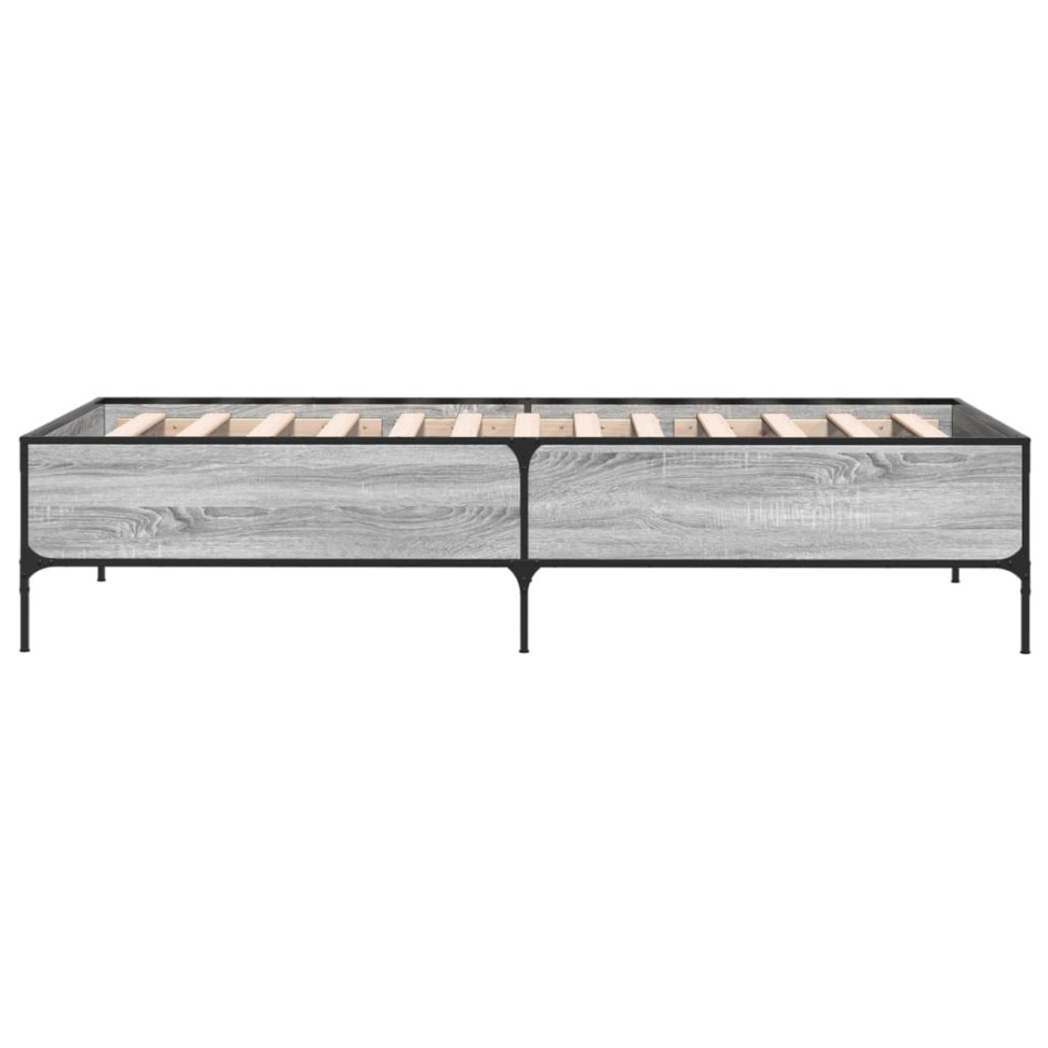 Estructura cama madera ingeniería metal gris Sonoma 100x200