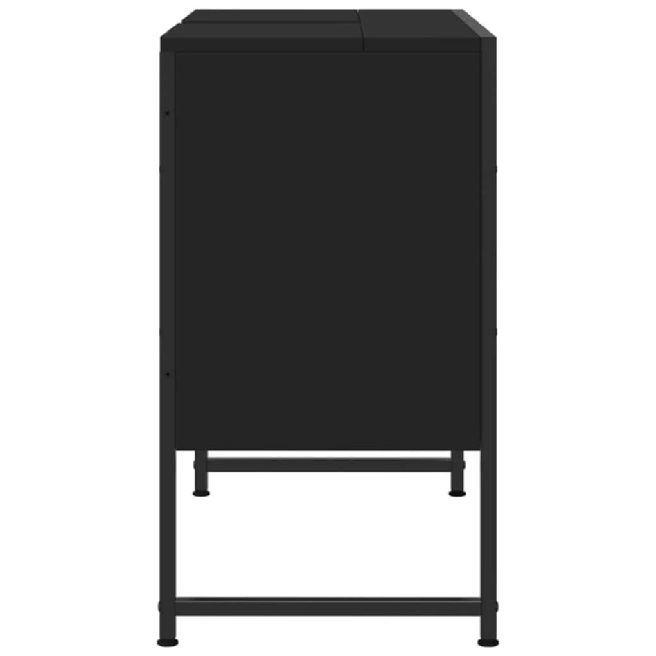 Armario de lavabo de baño madera ingeniería negro 80x33x60
