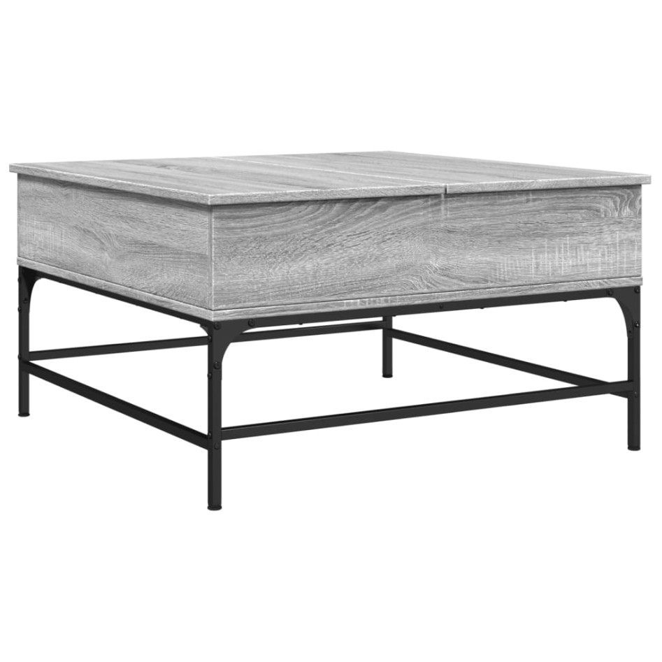 Mesa de centro madera ingeniería metal gris Sonoma 80x80x45