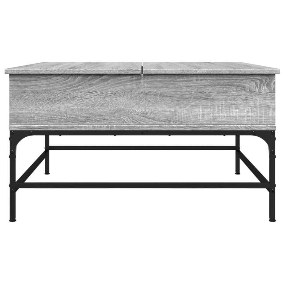 Mesa de centro madera ingeniería metal gris Sonoma 80x80x45