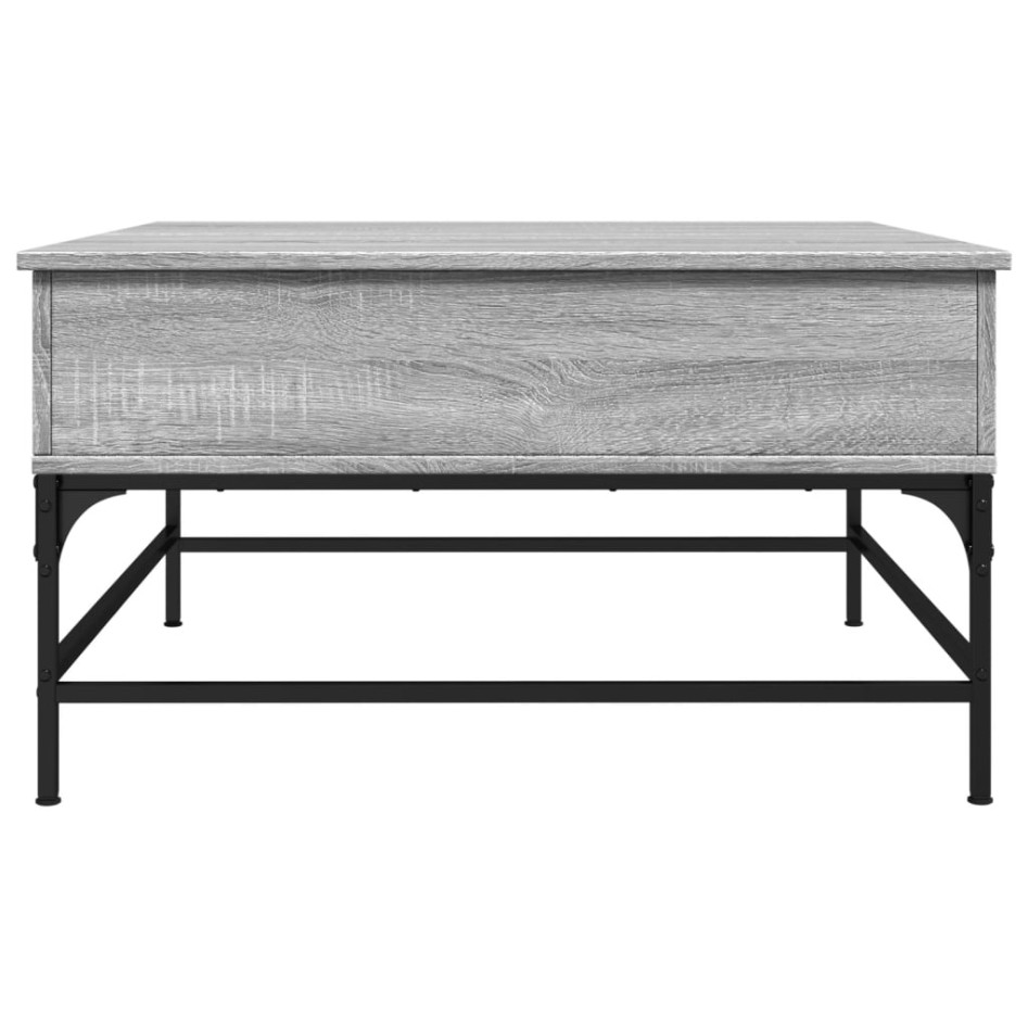 Mesa de centro madera ingeniería metal gris Sonoma 80x80x45