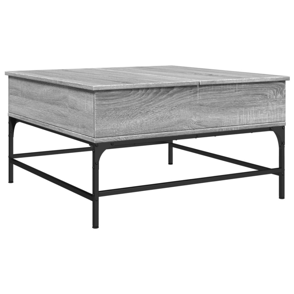 Mesa de centro madera ingeniería metal gris Sonoma 80x80x45