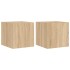 Muebles de TV pared luces LED 2 uds roble Sonoma 30,5x35x30