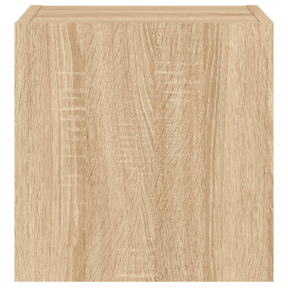 Muebles de TV pared luces LED 2 uds roble Sonoma 30,5x35x30