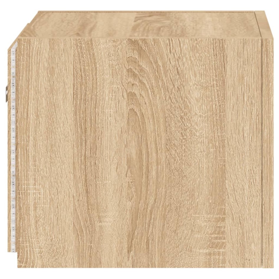 Muebles de TV pared luces LED 2 uds roble Sonoma 30,5x35x30