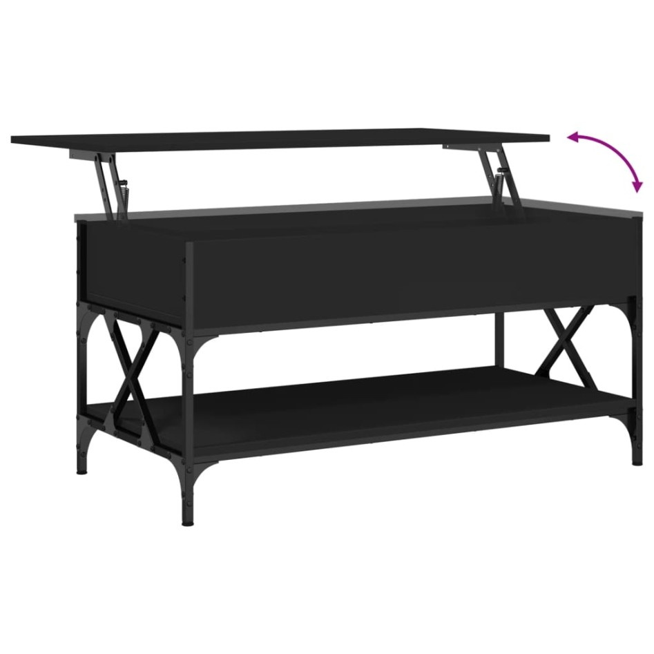 Mesa de centro madera de ingeniería y metal negro 100x50x50