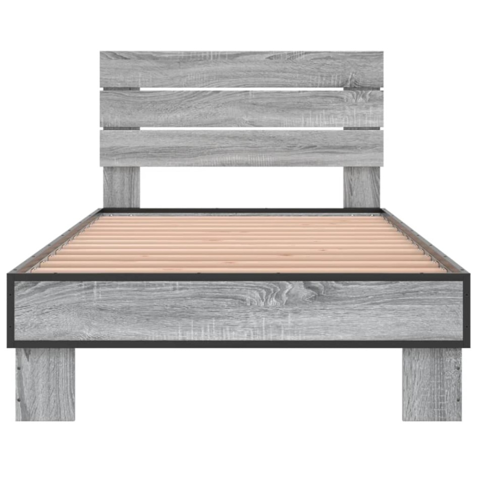 Estructura cama madera ingeniería metal gris Sonoma 100x200