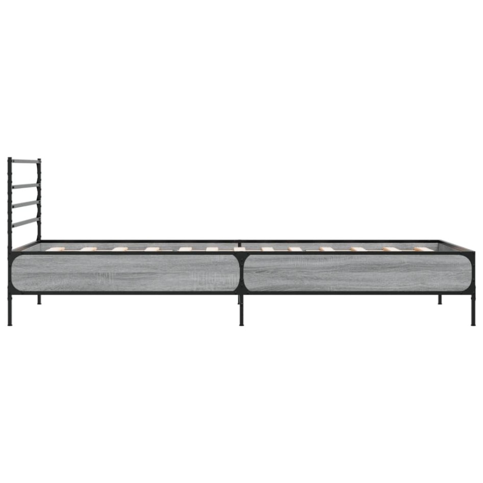 Estructura cama madera ingeniería metal gris Sonoma 90x190