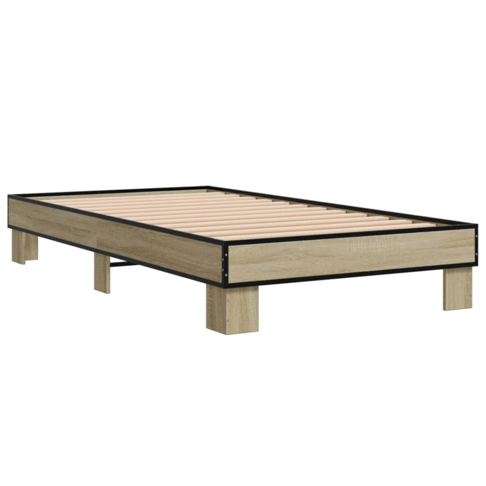 Estructura cama madera ingeniería metal roble Sonoma 75x190