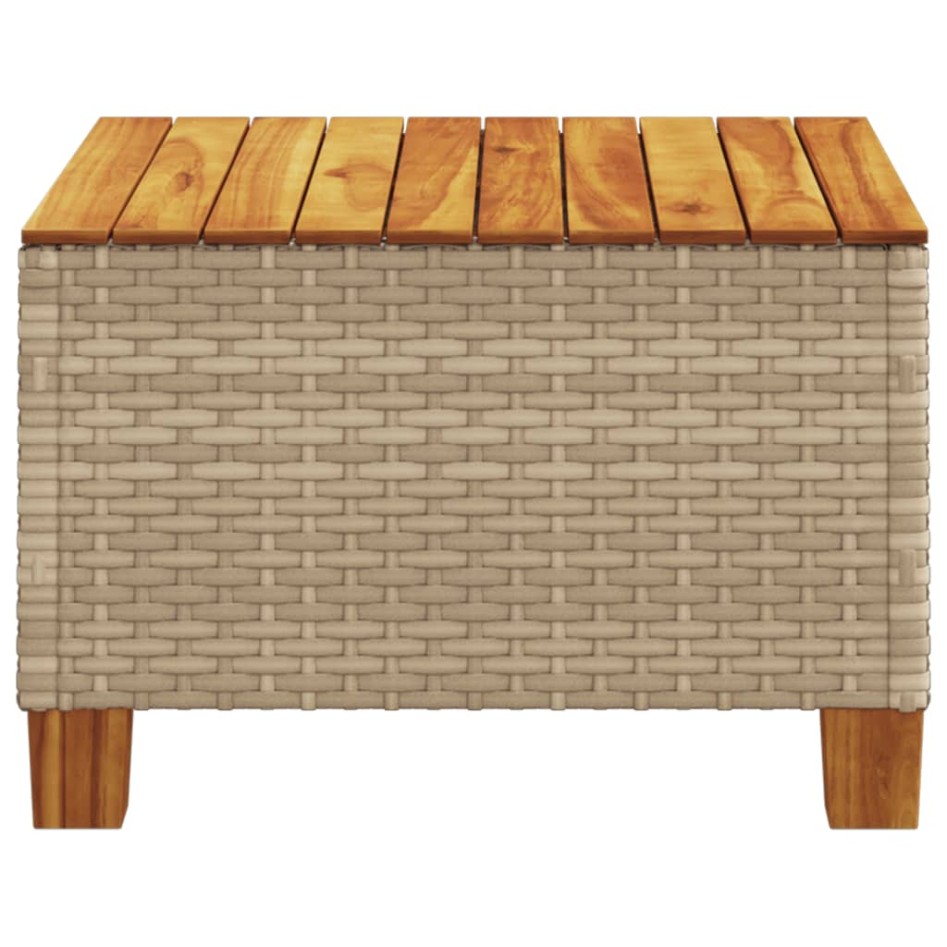 Mesa de jardín ratán sintético madera acacia beige 55x55x36