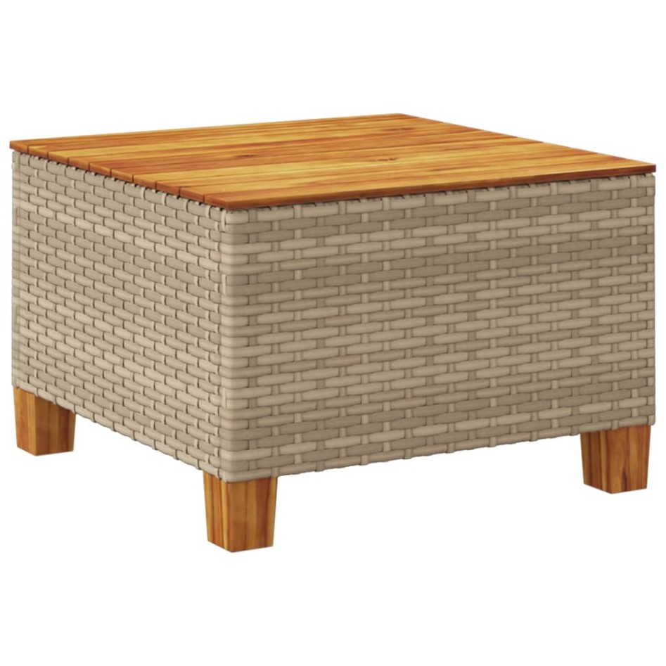 Mesa de jardín ratán sintético madera acacia beige 55x55x36