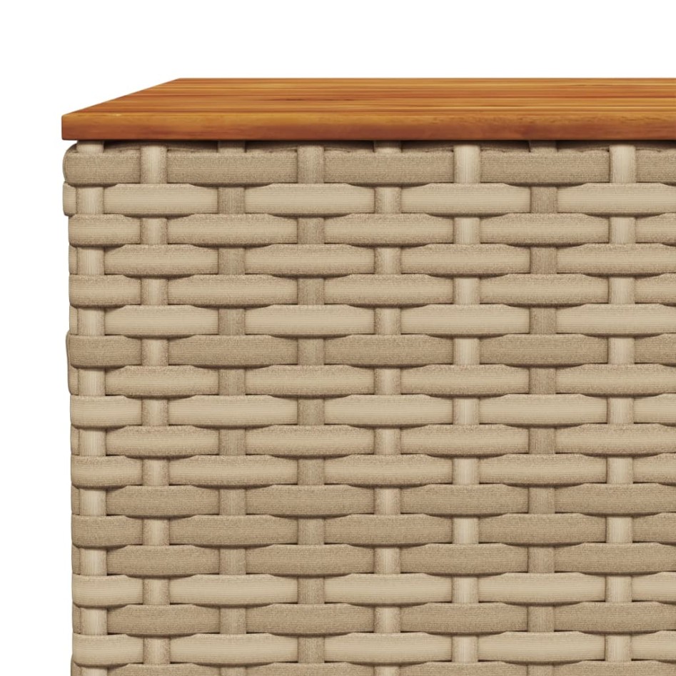Mesa de jardín ratán sintético madera acacia beige 55x55x36