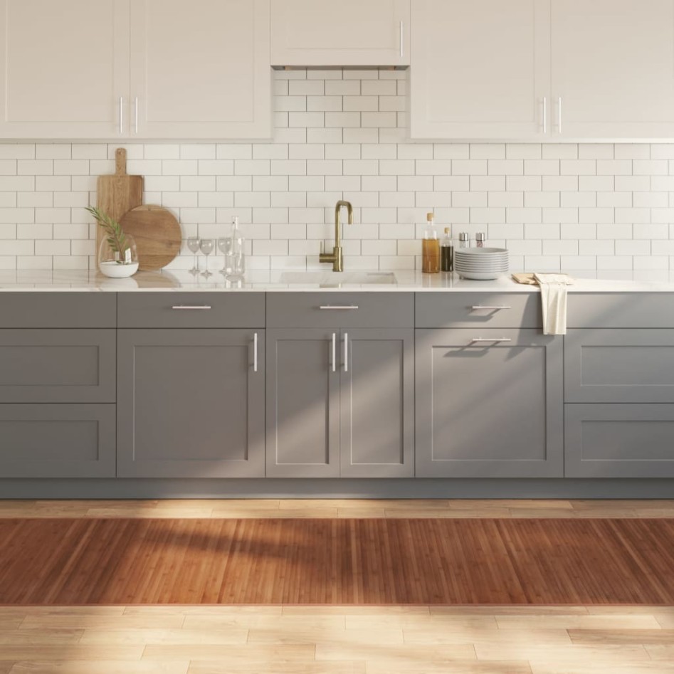 Alfombra rectangular bambú marrón 80x1000