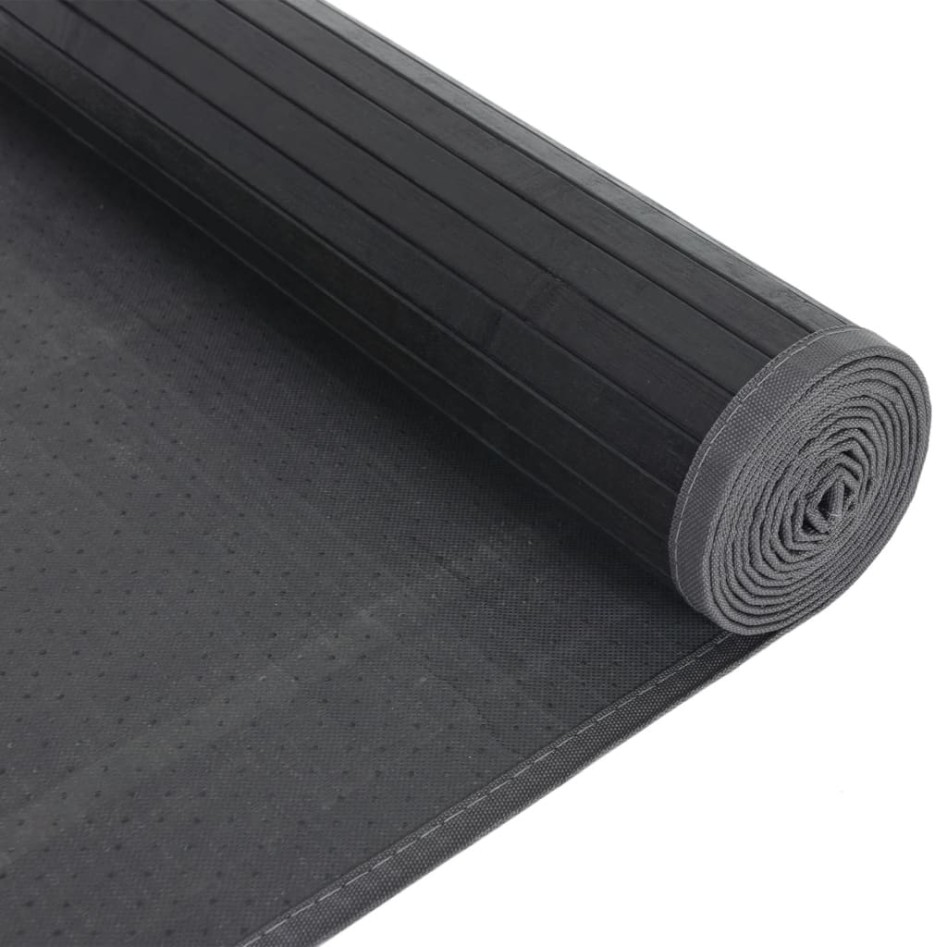Alfombra rectangular bambú negro 80x1000