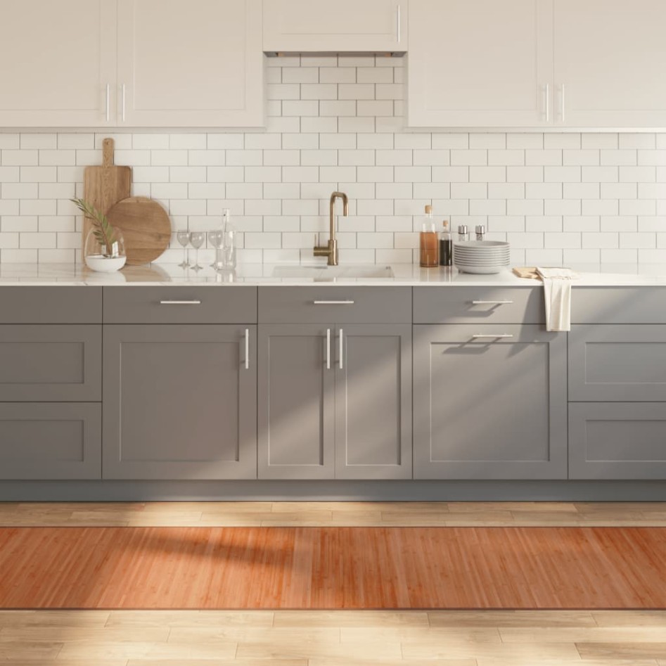 Alfombra rectangular bambú marrón 70x1000