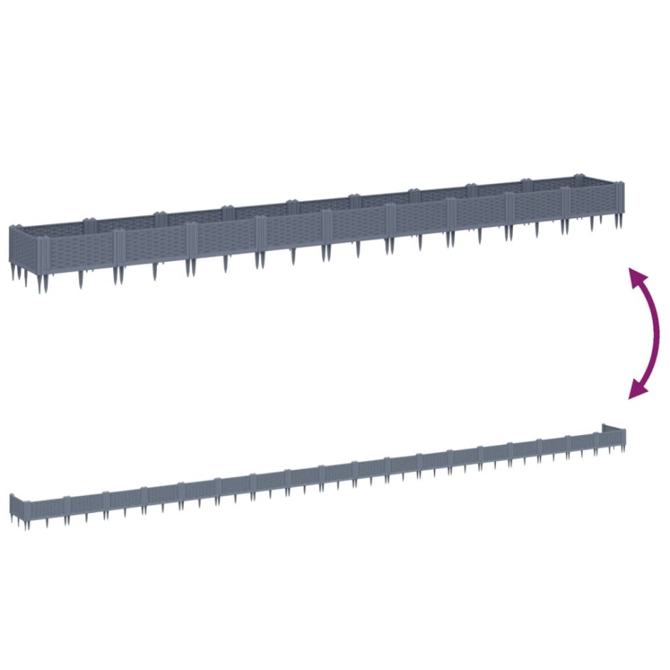 Jardinera con clavijas PP azul gris 362,5x42,5x28,5