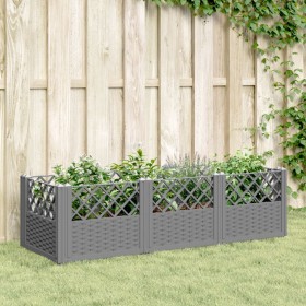 Jardinera con clavijas PP gris claro 123,5x43,5x43,5