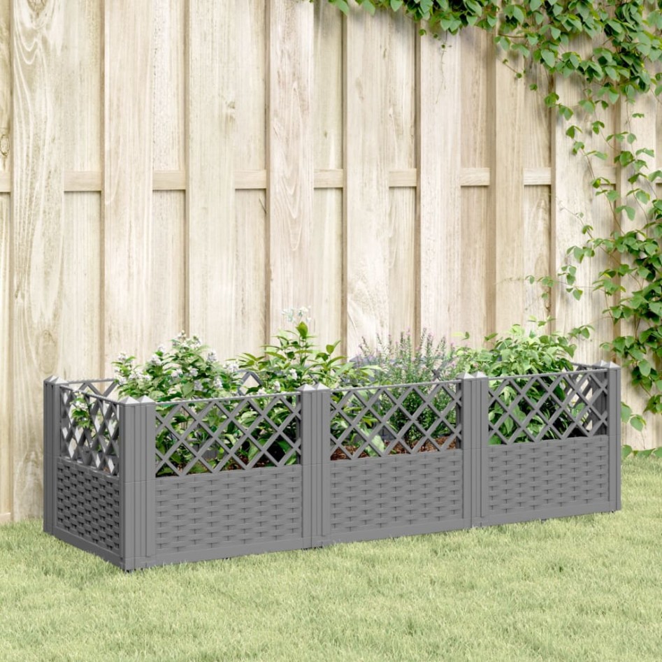 Jardinera con clavijas PP gris claro 123,5x43,5x43,5