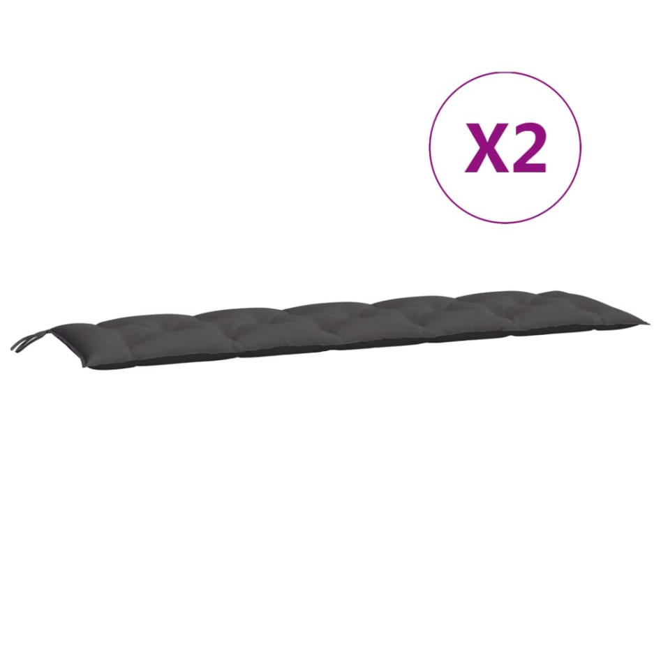 Cojines de banco de jardín 2 uds antracita 180x50x7