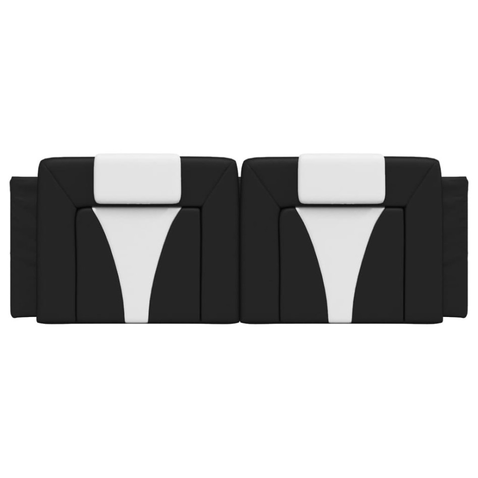 Cabecero de cama acolchado cuero sintético negro blanco 140